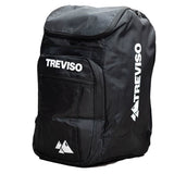 Treviso Venture Boot Bag 2024 - Black boot bag with white logo on front and top flap, featuring a zippered pocket on the side.