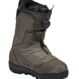 Vans Men's Verse x Parker Szumowski Snowboard Boot 2025 - A dark brown snowboard boot with a black strap and buckle on the side, set against a white background.