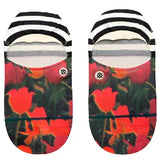 Stance Women's Riso No Show Sock 2024 - A pair of no-show socks with a pink and green floral pattern.