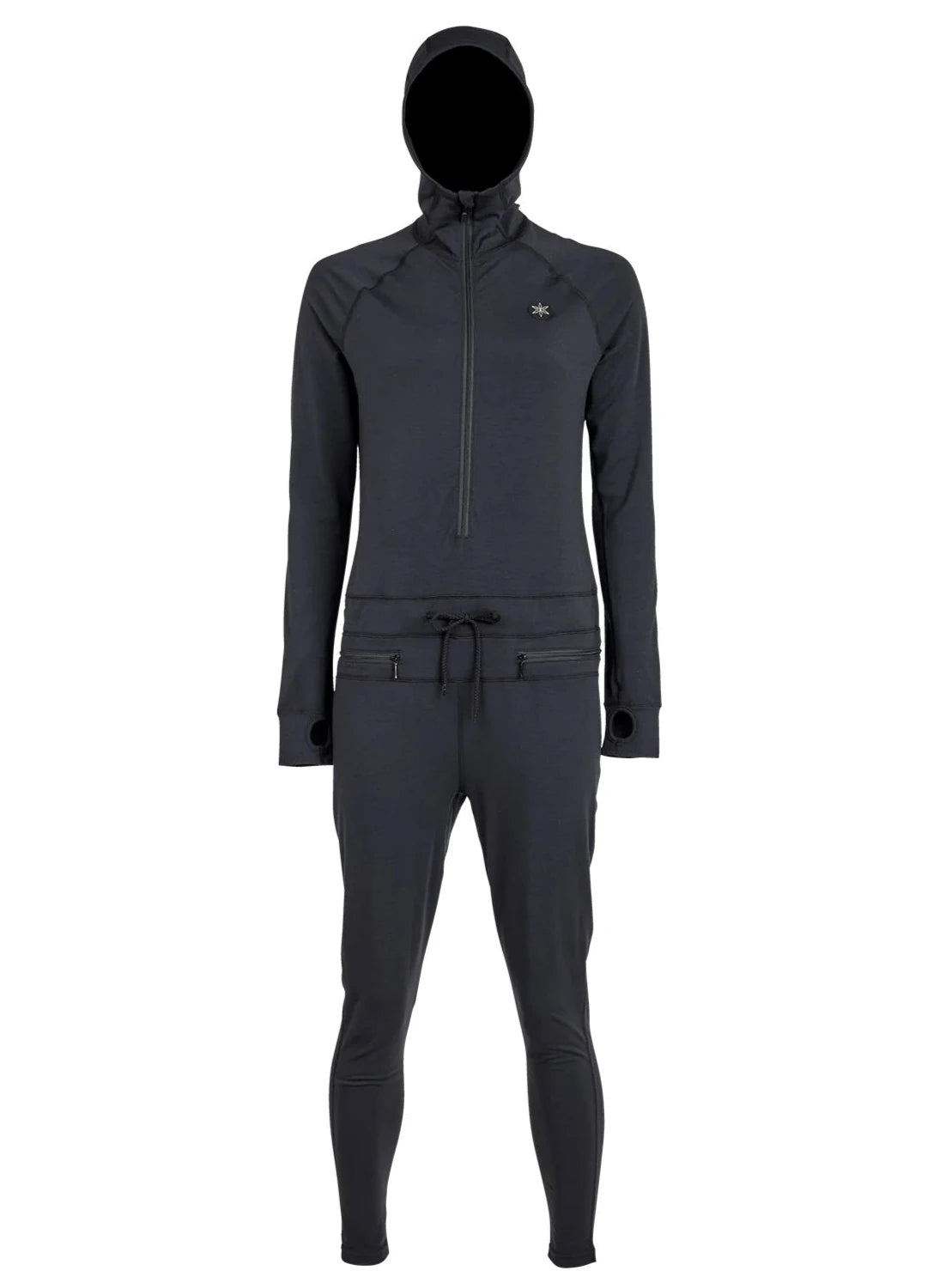 Airblaster Women's Classic Ninja Suit 2025 - Black ninja suit with a small white logo on the left chest area.