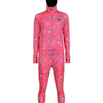 Airblaster Women's Classic Ninja Suit 2025 - Pink suit with blue mushroom pattern.