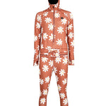 Airblaster Women's Classic Ninja Suit 2025 - A salmon-colored onesie with a hood and white daisy print.