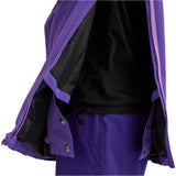 Airblaster Women's Nai Freedom Shell Pullover 2025 - A purple pullover jacket with a zipper and snap buttons, featuring a black lining.