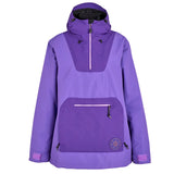 Airblaster Women's Nai Freedom Shell Pullover 2025 - A purple pullover with a hood and zipper down the front.