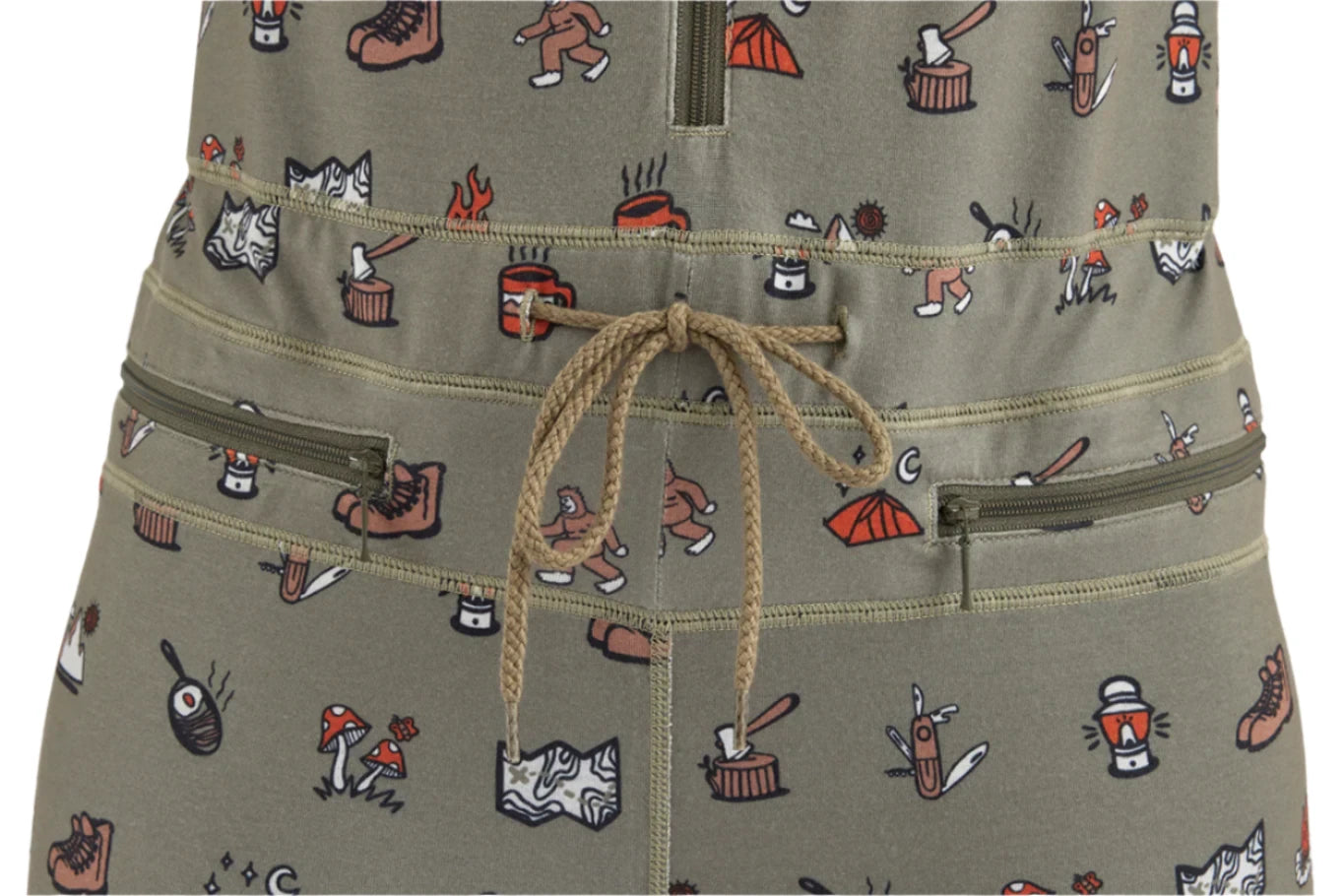 Airblaster Women's Hoodless Ninja Suit 2025 - Black ninja suit with a white and red pattern of ninjas in various poses.