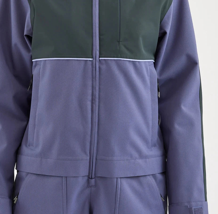 Airblaster Women's Stretch Freedom Suit 2025 - A black and white two-tone color block design on a women's ski suit.