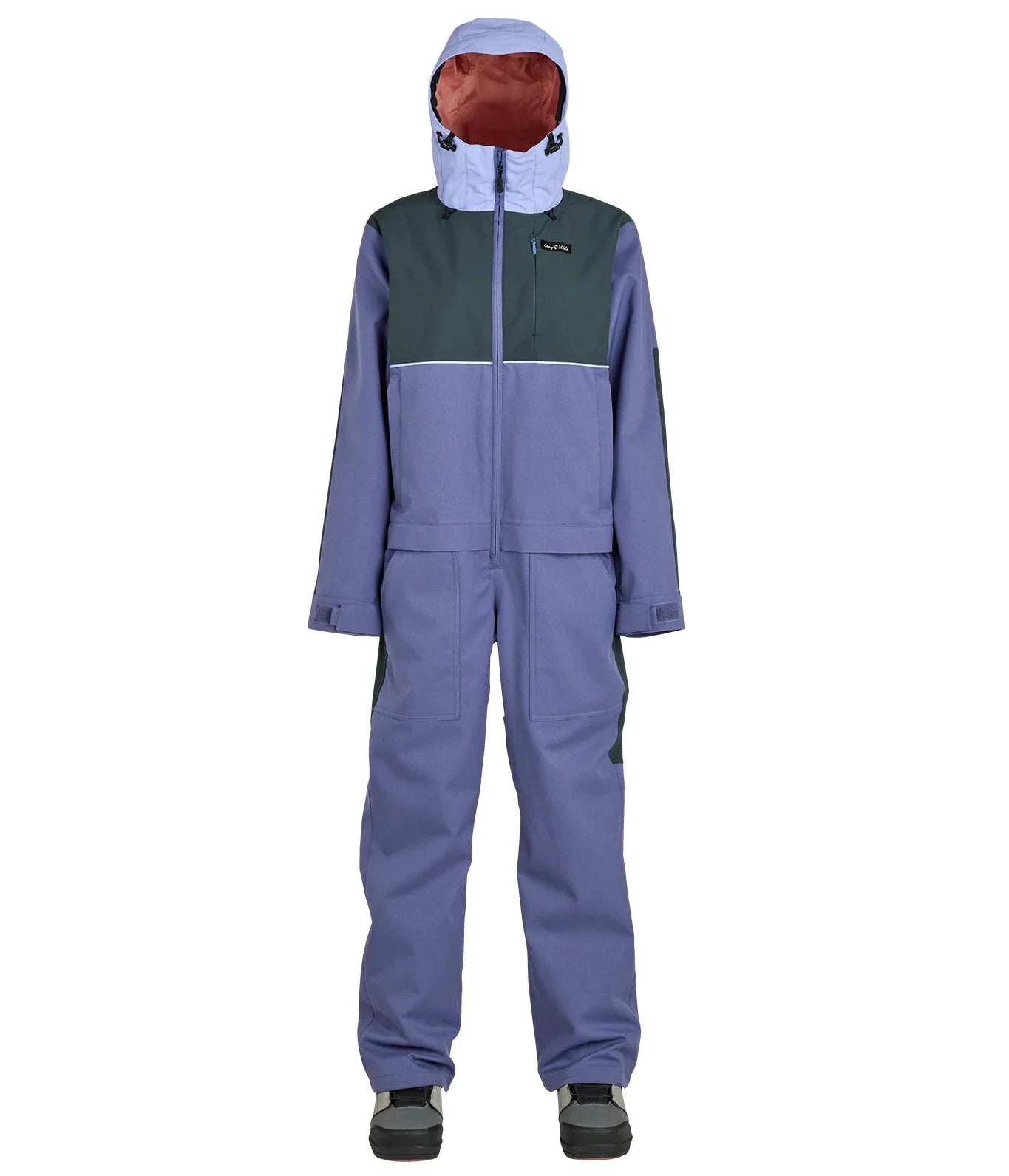 Airblaster Women's Stretch Freedom Suit 2025 - A black and white snowsuit with a bold, geometric pattern on the legs.