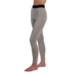 Whitespace Women's Graphene Midweight Base Layer Bottom - A pair of gray base layer bottoms with a subtle checkered pattern and black waistband.