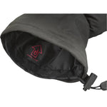 Dakine Women's Camino Glove 2025 - A black glove with a red logo on the cuff and a small, round, black pull tab at the wrist.