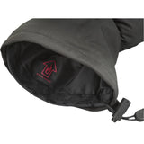 Dakine Women's Camino Glove 2025 - A black glove with a red logo on the cuff and a small, round, black pull tab at the wrist.