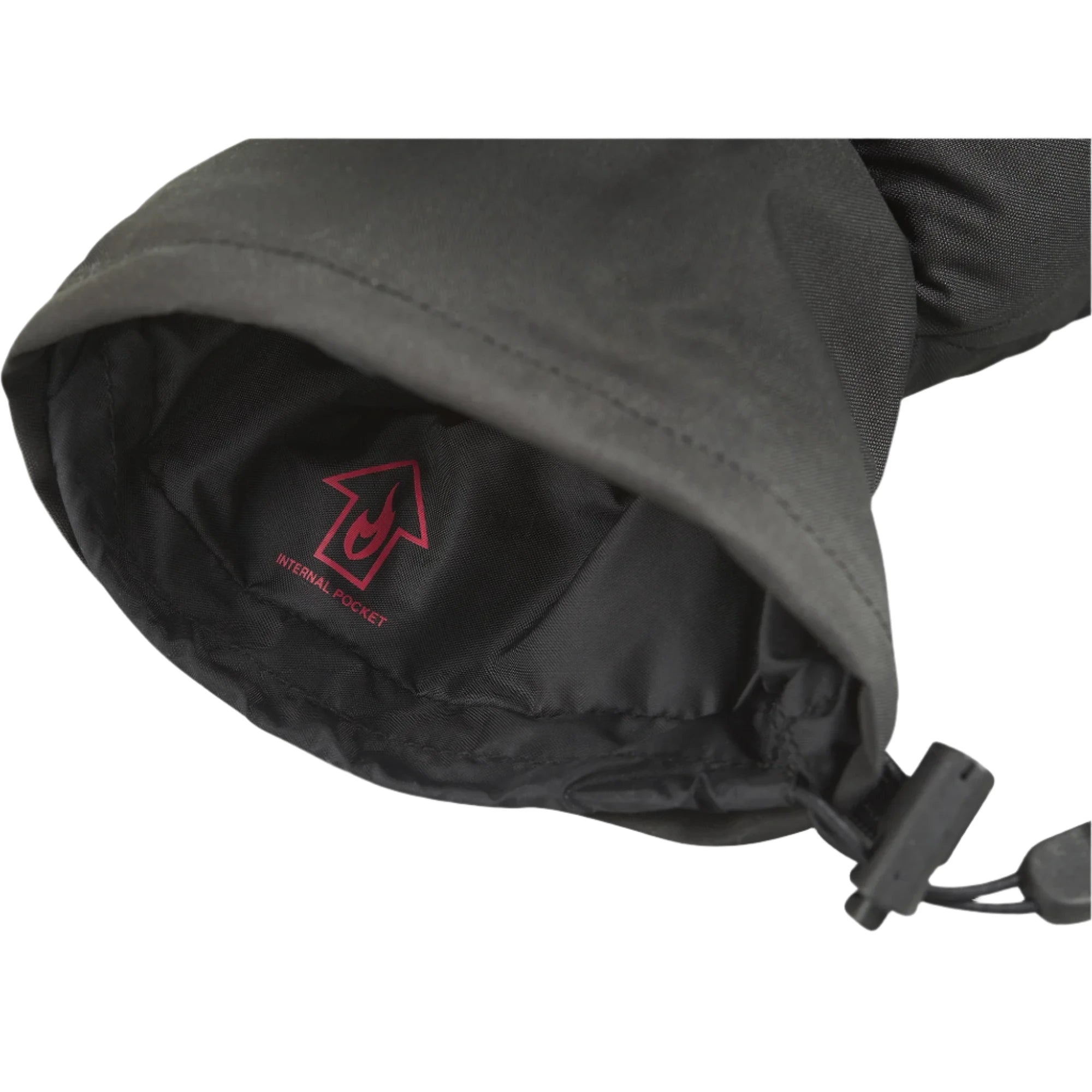 Dakine Women's Camino Glove 2025 - A black glove with a red logo on the cuff and a small, round, black pull tab at the wrist.