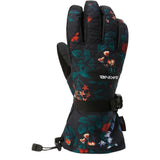 Dakine Women's Camino Glove 2025 - A black glove with a floral pattern of red and white flowers, green leaves, and stems on a dark background.