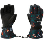 Dakine Women's Camino Glove - A black glove with a floral pattern of red, white, and blue flowers on the wrist cuff area.