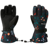 Dakine Women's Camino Glove - A black glove with a floral pattern of red, white, and blue flowers on the wrist cuff area.