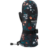 Dakine Women's Camino Mitt - A black mitt with a floral pattern of white, red, and teal flowers and leaves.