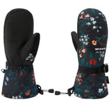 Dakine Women's Camino Mitt - A black mitt with a floral pattern of red, white and teal flowers and leaves.