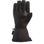 Dakine Women's Leather Camino Glove - A black leather glove with a strap and buckle on the wrist, featuring a small logo on the back of the hand.