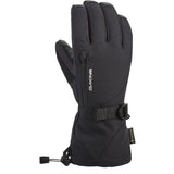 Dakine Women's Leather Sequoia Gore-Tex Glove - A black glove with a zippered pocket on the side and a strap closure at the wrist, featuring a leather palm and thumb.