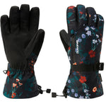 Dakine Women's Sequoia Gore-Tex Glove - A black glove with a floral pattern of red, white and blue flowers on the wrist cuff.