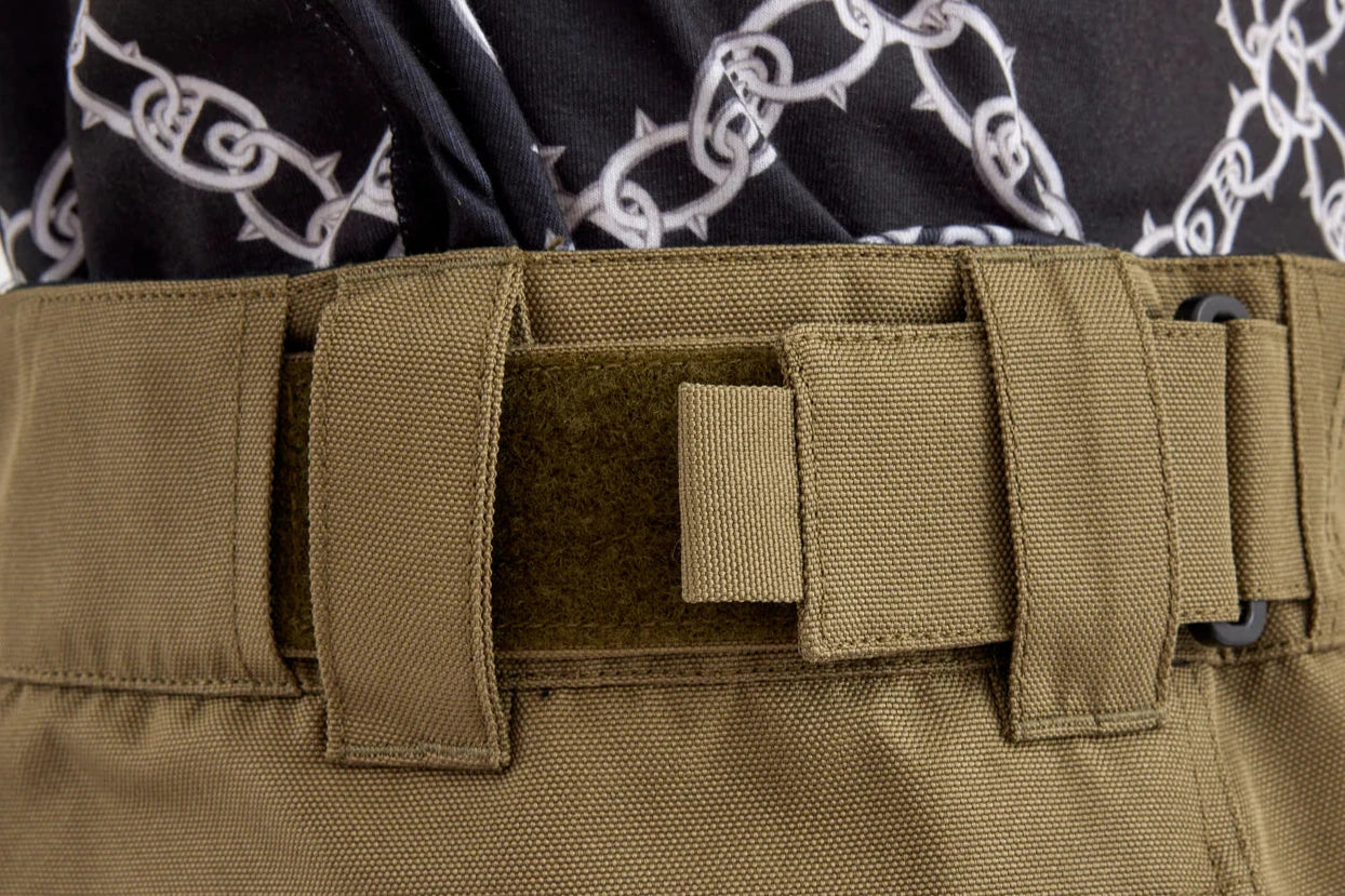 Airblaster Wrench Shell Pant 2025 - Black pants with a white chain-link pattern and spikes on the side of the leg.