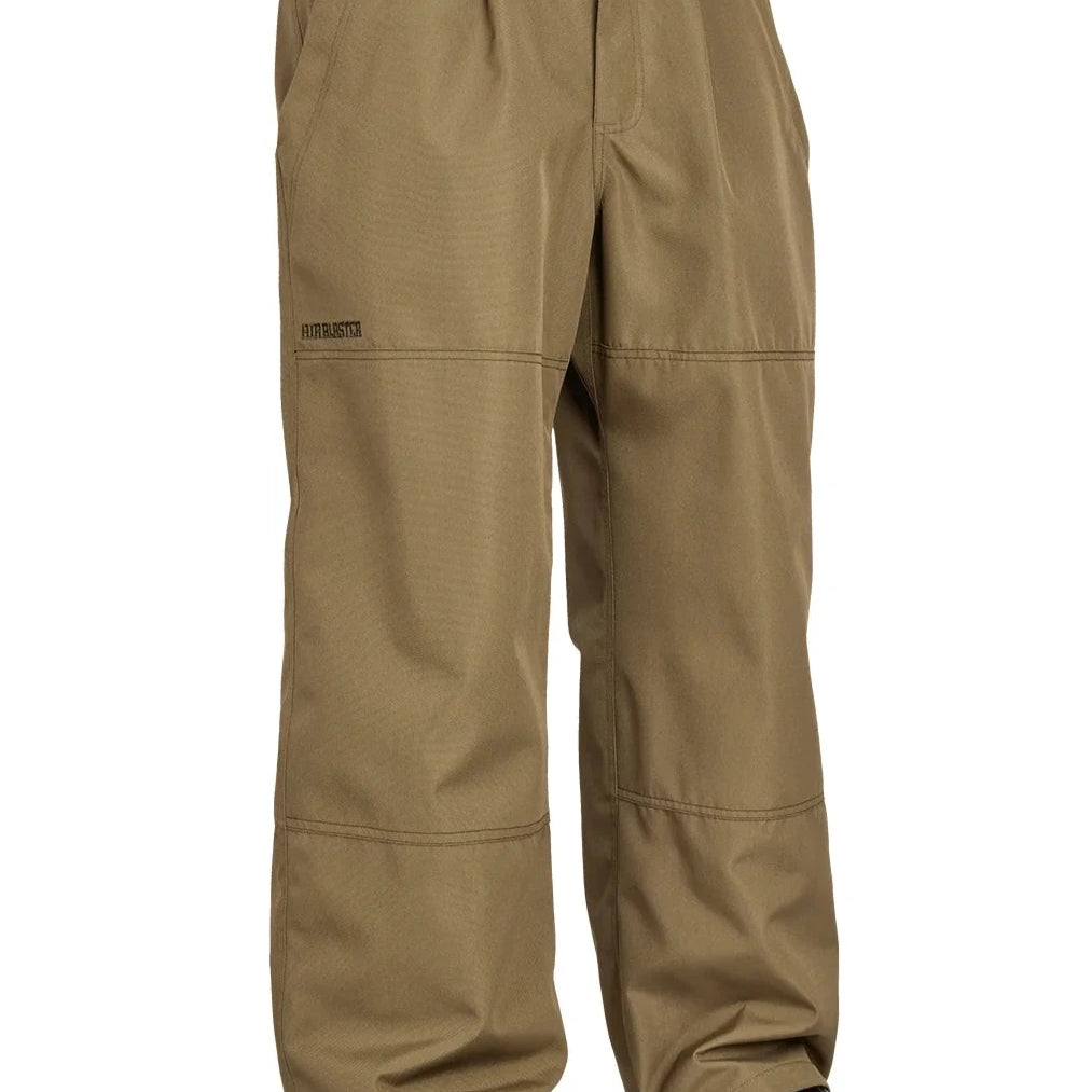 Airblaster Wrench Shell Pant 2025 - Khaki pants with a subtle grid pattern and zippered leg pockets.