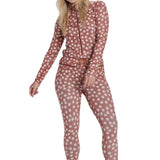 Airblaster Women's Hoodless Ninja Suit 2024 - Black snowsuit with white floral pattern and black zipper down front.