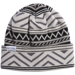 WESTON MID KNIT BEANIE 2024 - A black and white knit beanie with a geometric pattern on top.