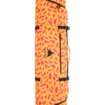 Burton Wheelie Gig Snowboard Bag - A large, yellow snowboard bag with a pink pattern and black straps.