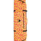 Burton Wheelie Gig Snowboard Bag - A large, yellow snowboard bag with a pink pattern and black straps.