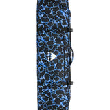 Burton Wheelie Gig Snowboard Bag - A black snowboard bag with a blue and white abstract pattern, featuring a zippered top and two side pockets.