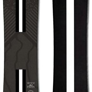 Whitespace Freestyle Shaun White Pro Limited Edition Snowboard 2023 - A black snowboard with a white stripe down the middle and a pattern of wavy lines on top.
