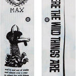 Out of weeks kids c sock 2022 - A pair of white socks with a small, dark-colored bird on them.