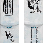 Out of weeks kids c sock 2022 - A pair of white socks with a black cat design on them.