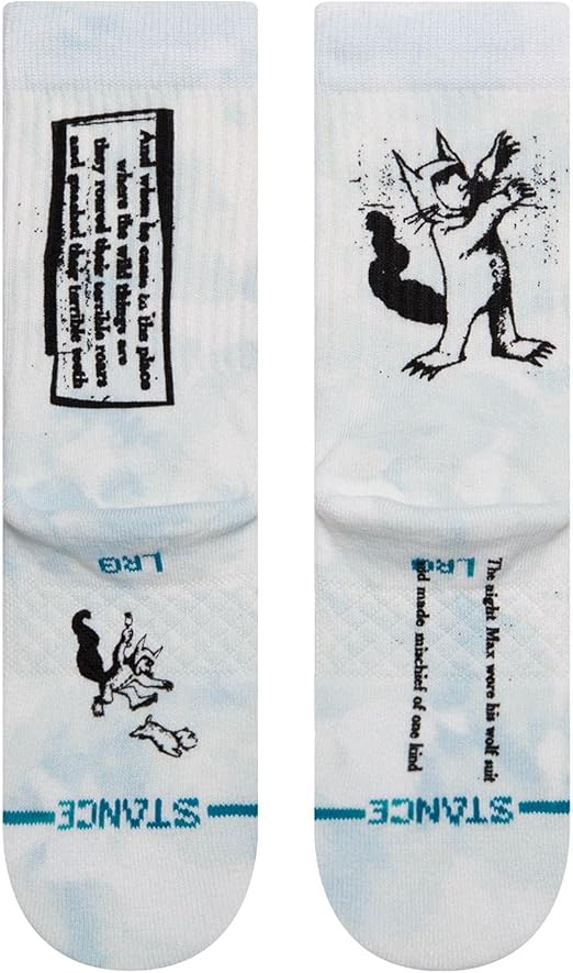 Out of weeks kids c sock 2022 - A pair of white socks with a black cat design on them.