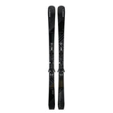 Elan Wingman 86 Black Edition System Skis with EMX 12 Bindings - A pair of black skis with a diagonal stripe pattern and silver hardware, featuring the brand name "Wingman" on the top.