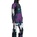 Burton Women's Avalon Stretch 2L Bib Pant 2025 - Black bib pant with white and purple accents, featuring a stretchy material.