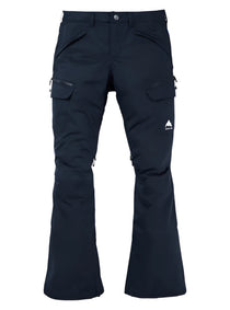 Burton Women's Gloria 2L Stretch Pants 2025 - Dark-colored pants with a slight sheen, featuring zippered pockets and a belt loop on the waistband.
