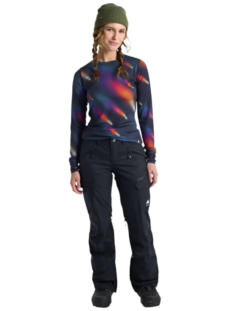 Burton Women's Gloria 2L Stretch Pants 2025 - A pair of black snow pants with a subtle white logo on the left leg.