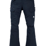 Burton Women's Gloria 2L Stretch Pants (Short) 2025 - Dark-colored pants with a slight sheen, featuring zippered pockets and a belt loop on the waistband.