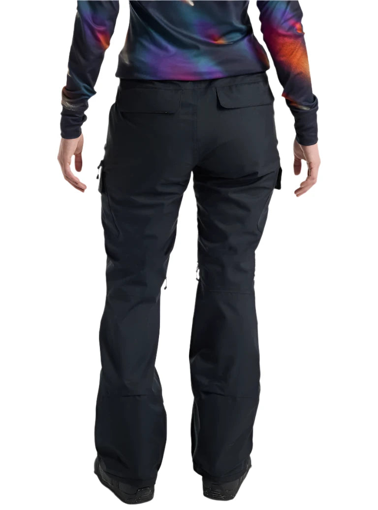 Burton Women's Gloria 2L Stretch Pants (Short) - Black pants with a subtle white stripe down the side and zippered pockets on each thigh.