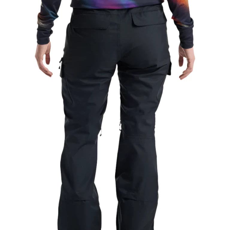 Burton Women's Gloria 2L Stretch Pants (Short) - Black pants with a subtle white stripe down the side and zippered pockets on each thigh.