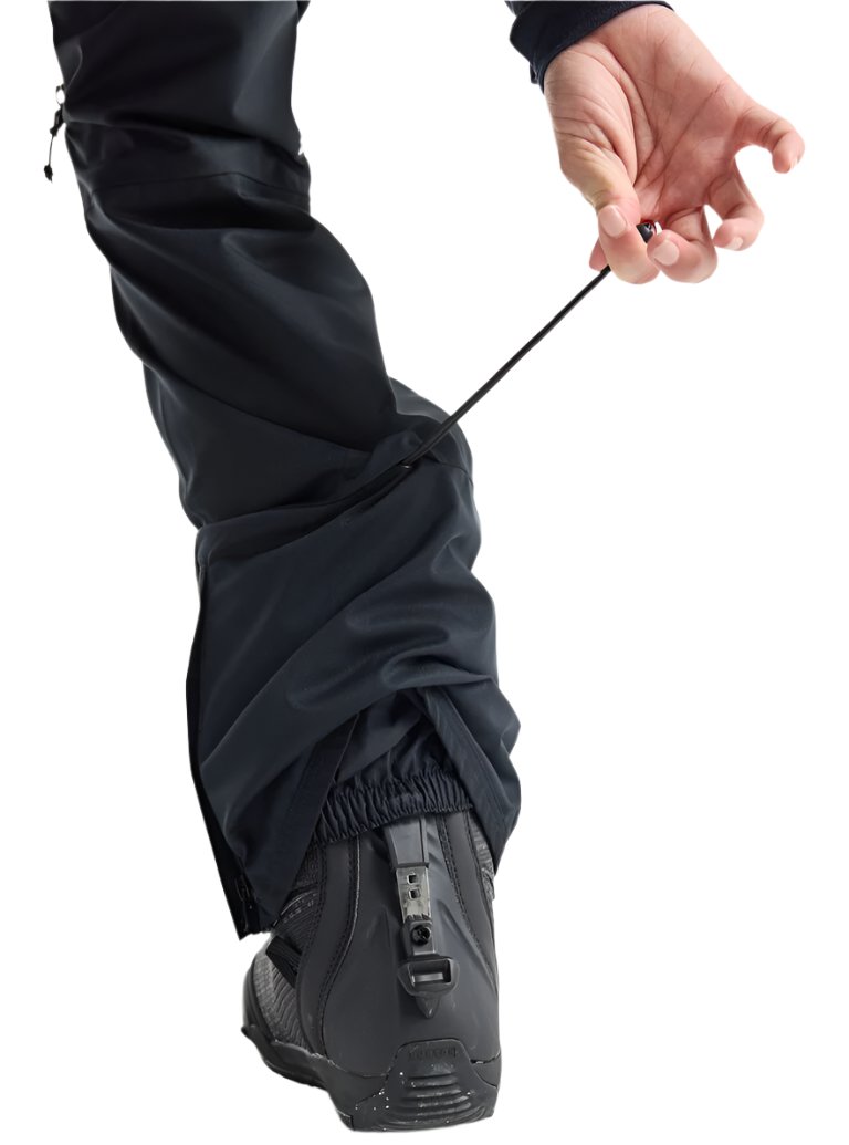 Burton Women's Gloria 2L Stretch Pants (Short) 2025 - Black pants with a subtle white stripe down the side, featuring elastic cuffs and adjustable waistband.