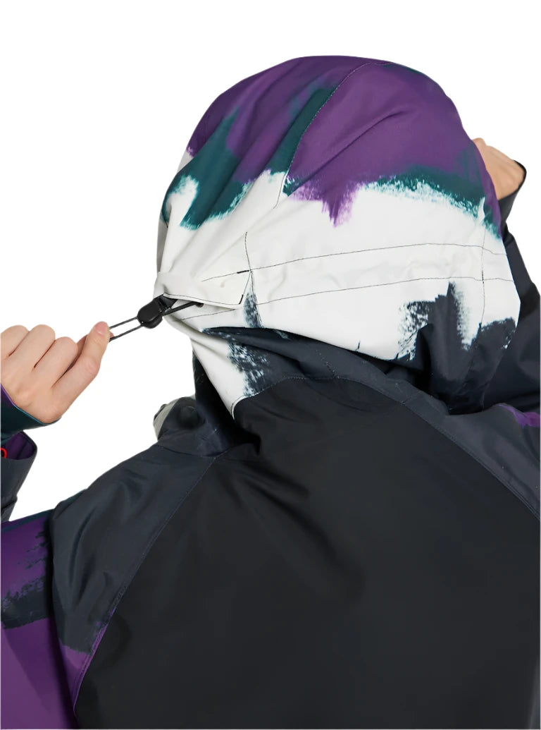 Burton Women's Lalik 2L Jacket - A purple and black jacket with a hood, featuring a white logo on the left chest.