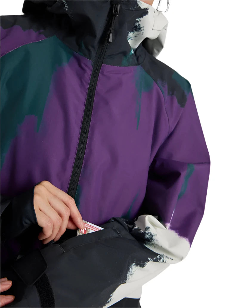 Burton Women's Lalik 2L Jacket 2025 - A purple jacket with a black collar and zipper, featuring a white logo on the left chest.