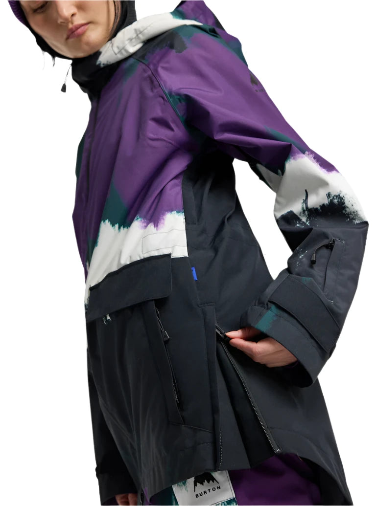 Burton Women's Lalik 2L Jacket 2025 - A purple and black jacket with a white snowflake pattern on the sleeve cuff.