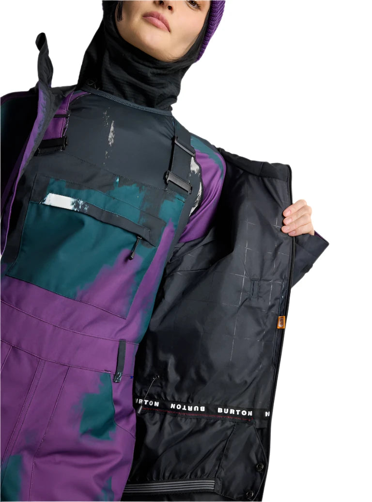 Burton Women's Lalik 2L Jacket 2025 - A black jacket with a white logo on the left chest and a zippered pocket on the right side.