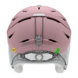 Smith Women's Liberty MIPS Helmet 2023 - A pink helmet with a white logo on the front and ventilation holes along the top.