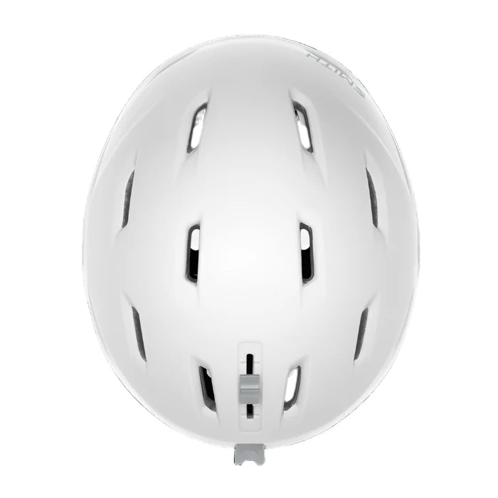 Smith Women's Mirage MIPS Helmet 2025 - A white helmet with a sleek design and ventilation holes on top, featuring a prominent MIPS label at the back.