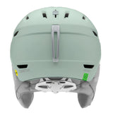 Smith Women's Mirage MIPS Helmet 2025 - A mint green helmet with a silver buckle on top and ventilation holes along the sides.