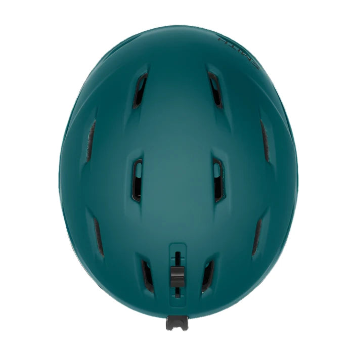 Smith Women's Mirage MIPS Helmet 2025 - A dark green helmet with a matte finish, featuring black hardware and ventilation holes on top.